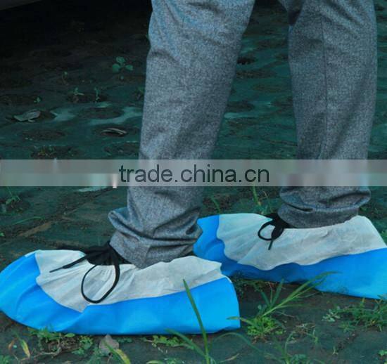 Dispsoable waterproof coated CPE+PP shoe cover for medical and daily use