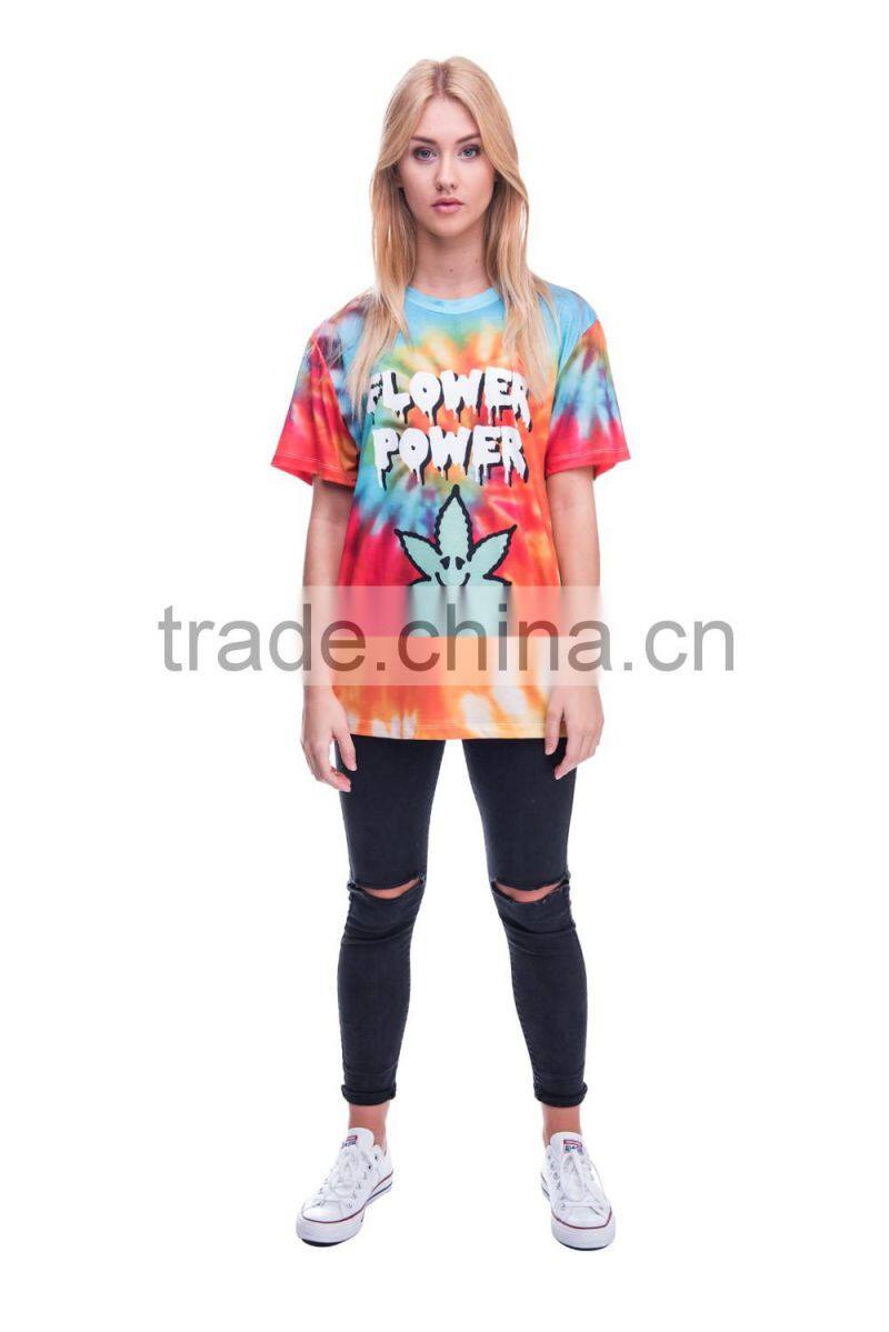 Hot Sale Digital Print Flower Power Custom Women Tshirt Wholesale