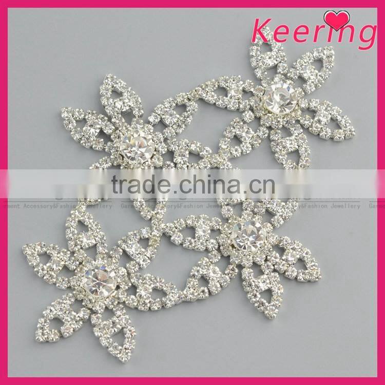 Latest four flowers rhinestone embellishment sew on garment WRE-260