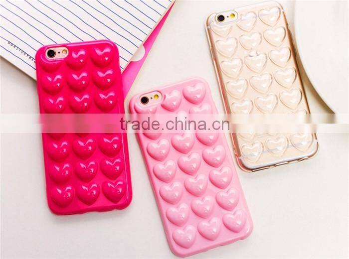 hand strap cute fashion soft tpu cover heart case for iphone 6 6s plus