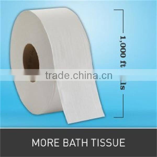 Plain Jumbo Bath Tissue, 2 Ply, 3.3" X 1000', 1000 feet, White (Pack of 12)