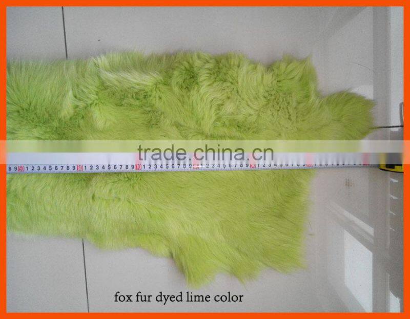 Fox fur skins dyed in different colors