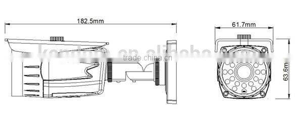 Kendom Analog security camera SONY CCD or CMOS sensor bullet security camera 3-Axis design of bracket outdoor camera