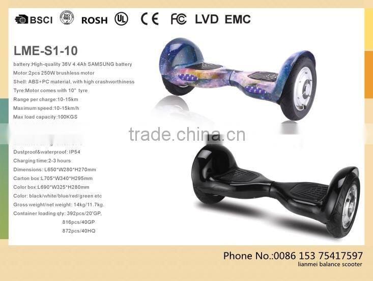 10inch hoverboard balance scooter with bluetooth