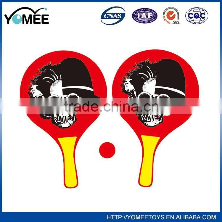 Cheap custom OEM solid wood beach racket set