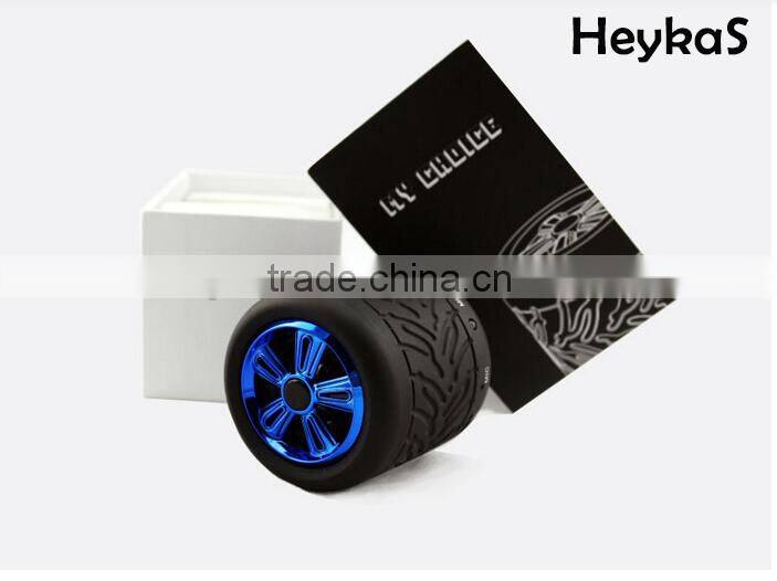 wheel shape design mini portable stereo bluetooth cool speaker