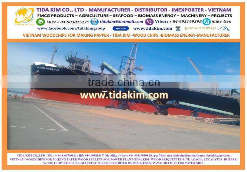 MANUFACTURER WOOD CHIPS PAPER - TIDA KIM - EXPORTER- ACACIA EUCALYTUS - 100.000 BDMT - FULL VESSEL- WOOD PELLETS VIETNAM