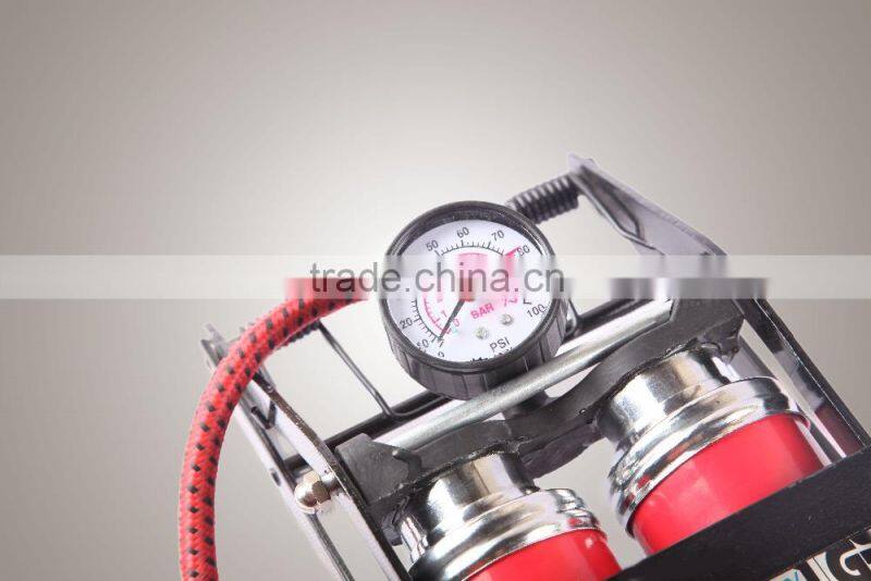 high pressure double barrel with gauge JL9206 for Car and Motor foot air pump