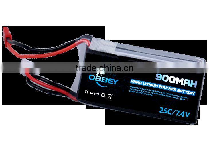 Factory Long life RC car lithium polymer battery 2s 900mah 25c remote controlled car hard case lipo pack