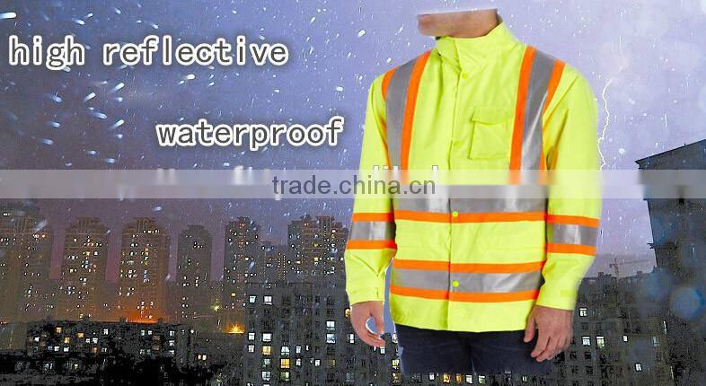 Hi-vis sleeves waterproof jacket reflective security jacket