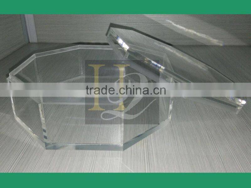 Eco-friendly clear octagonal-shaped acrylic candy chocolate display box with cover