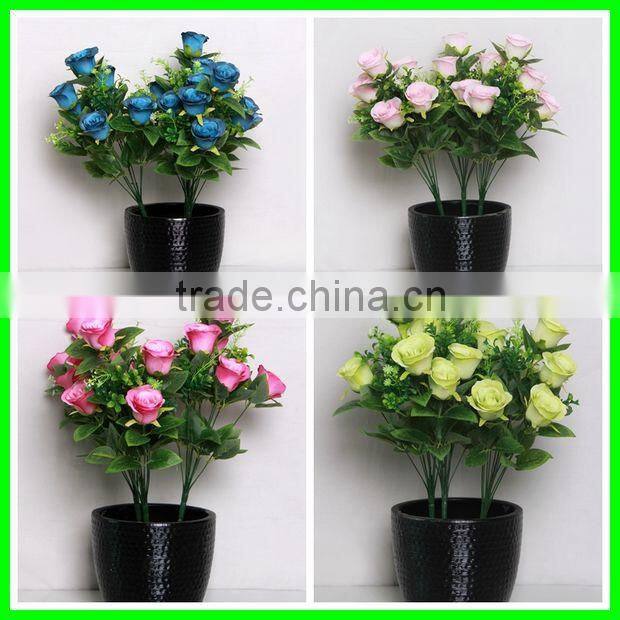 11 heads wedding decoration artificial blue rose flowers