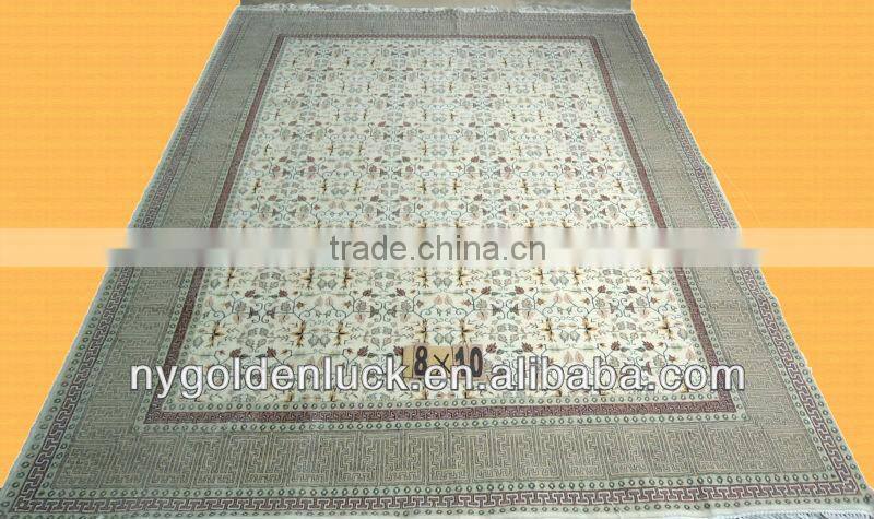 8x10ft kashmir ivory wool and silk carpet