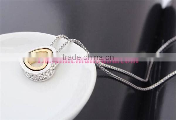 Easam fashionable eternal love double heart crytsal gold jewelry