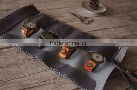 Custom high quality watch roll case leather