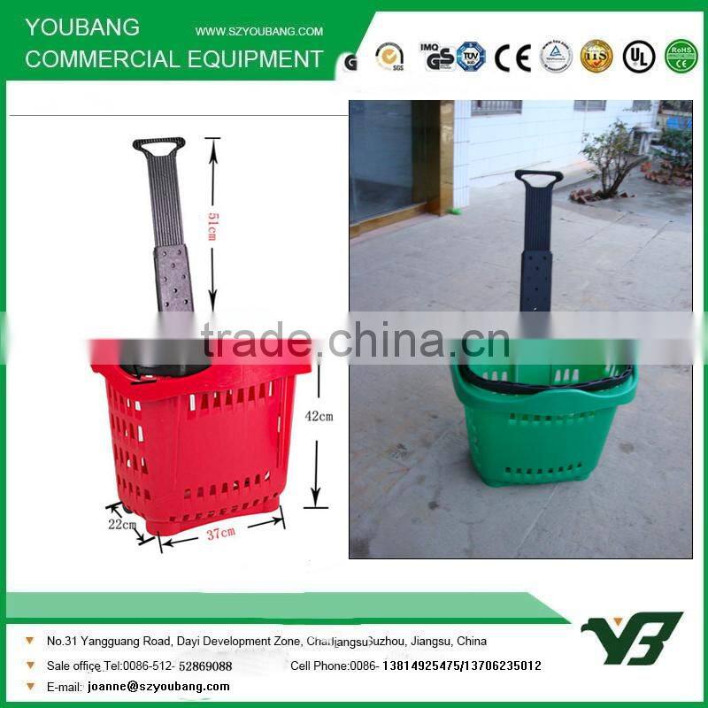 plastic basket with wheels