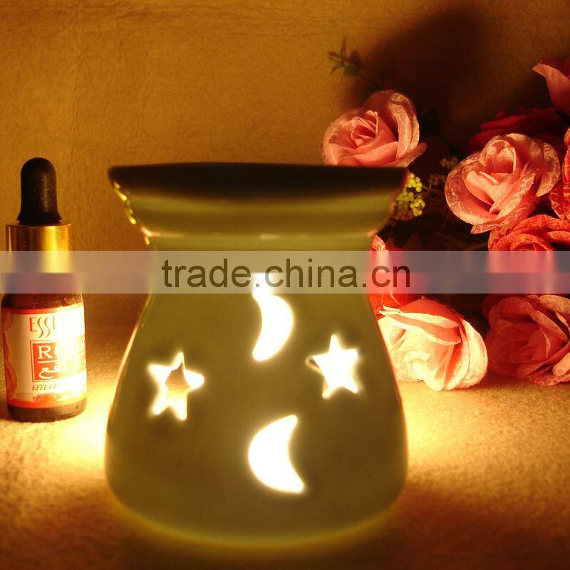 Unique design Green color bamboo shape ceramic Fragrance Oil Burner set