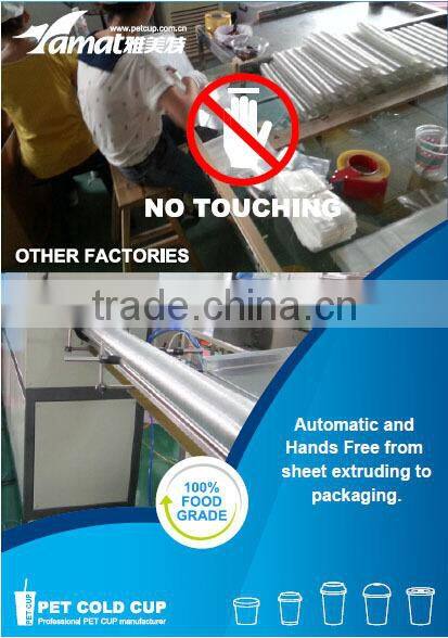 PET Clear Disposable Plastic Cup With Logo Dome Lids Plastic Pet Cup Manufacturer