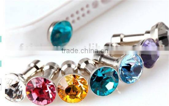 Wholesale Crystal Diamond 3.5mm Anti Dust Plug Headset Jack Stopper For iPhone 4 4s 3G 5 5G 5C 5S 6 6plus iPad Mini
