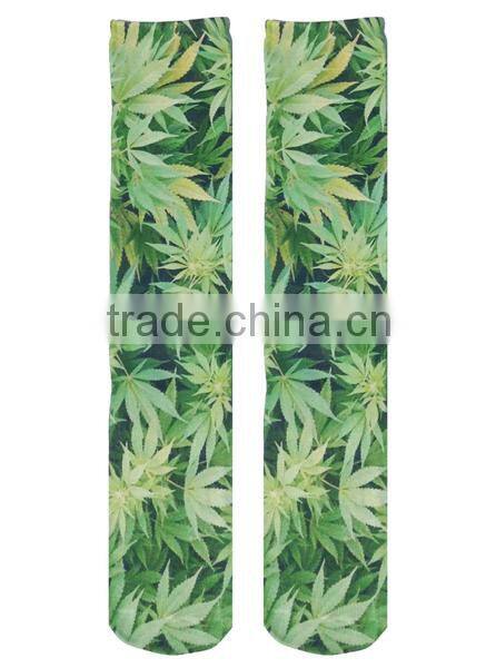 wholesale sublimated custom leaf weed socks