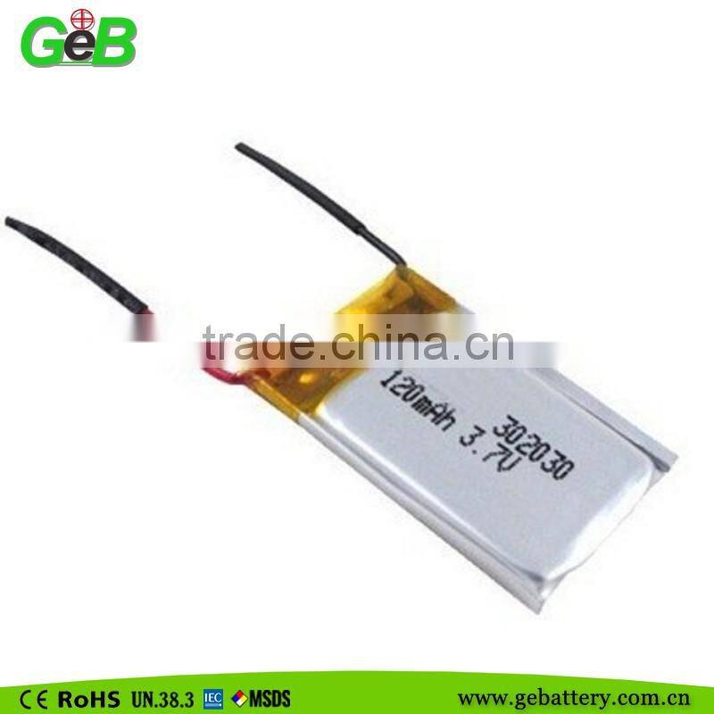 302030 3.7v 120mah lipo rechargeable Lithium Ion Polymer battery