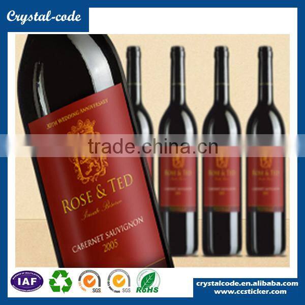 Good quality wine bottle plastic laminated perfume waterproof removable adhesive wine sticker