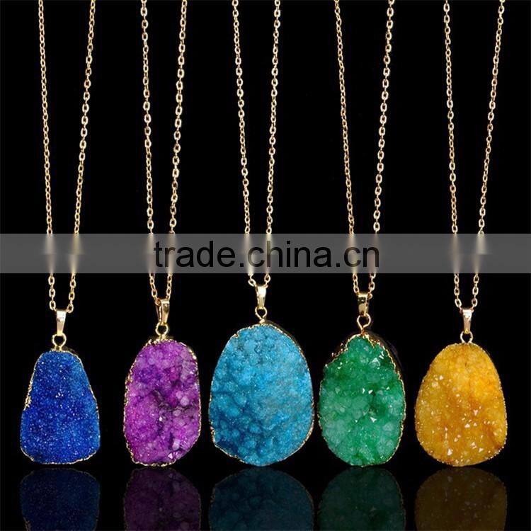 Alibaba express hot selling gemstone necklace gold stone necklace