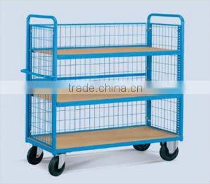 Blue Moveable Wire Mesh Logistics Trolley