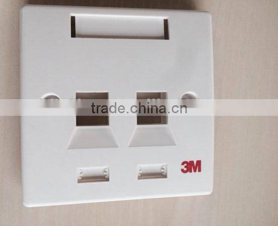 China manufacture 2 Port Network utp Faceplate 86x86mm, keystone wall plate RJ45 network 3M faceplate