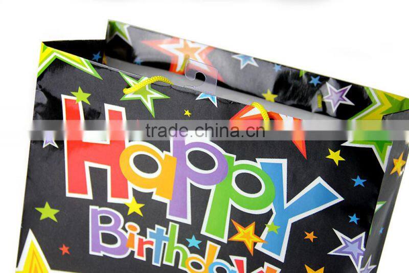 Wholesale custom folding shopping birthday paper gift bags with handles
