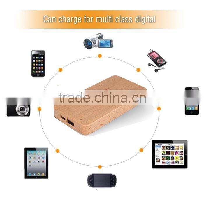 Beautiful mini wood Power Bank 8000mah/ Portable Mobile Power Bank/lipstick usb battery charger