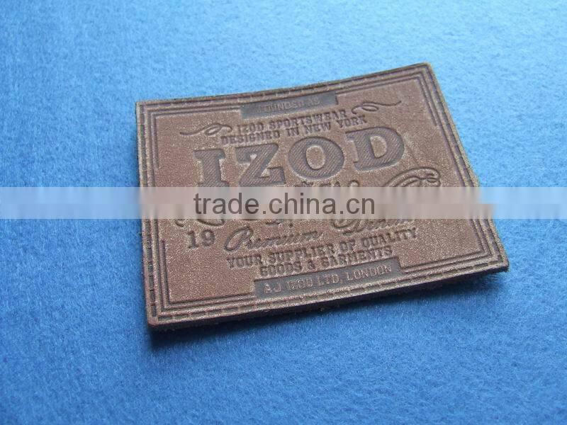 factory price 2016 hot embossed and printed sew on leather labels