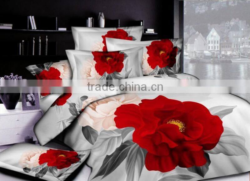 100% COTTON 3D REACTIVE PRINT DESIGN REACTIVE PRINT DUVET COVER PILLOWCASES BEDDING SET BLACK BACKGROUND FLOWERAL BED SET