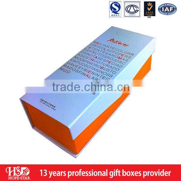 Wholesale Fashion paper packaging Wine box/ flip top paper wine box with magnetic catch
