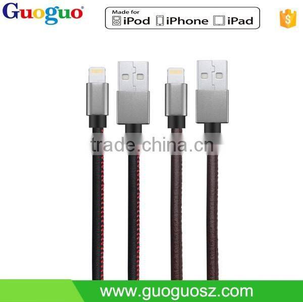 Factory price 8 pin PU Leather MFi Certified USB Data Cable