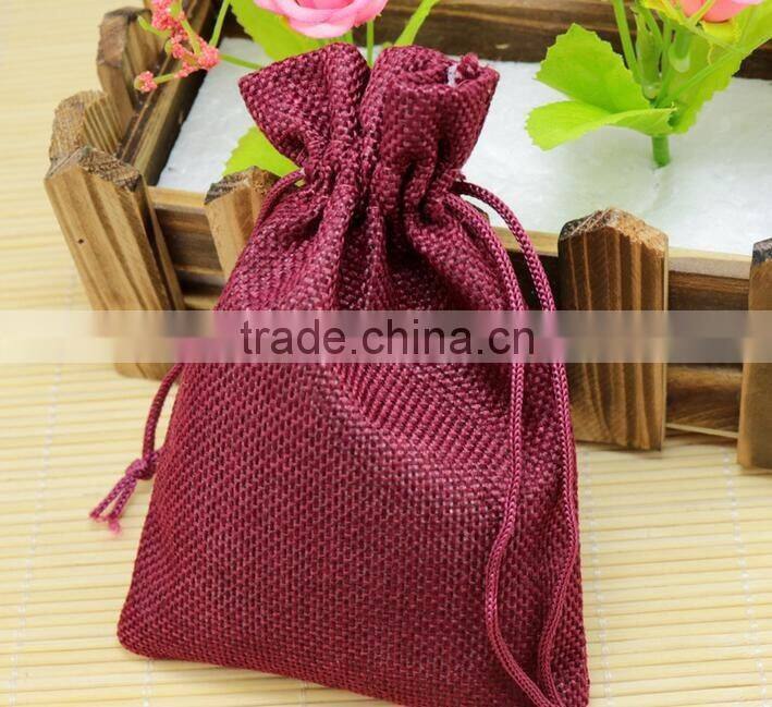13cm*18cm Hot Pink Color Wholesale Custom Jute Bag Linen Cotton Bag