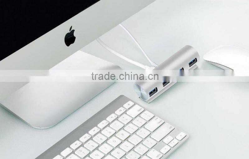 Aluminum alloy usb3.0 4 por hub driver download high speed with blue led indicators