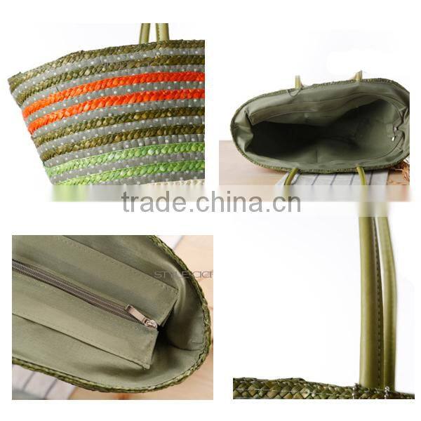 Cute Colorful Striped Wheat Straw Tote Bag,straw tote bag
