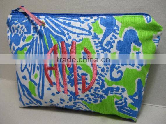 Wentou Monogramed Lilly Pulitzer Canvas Makeup Bag