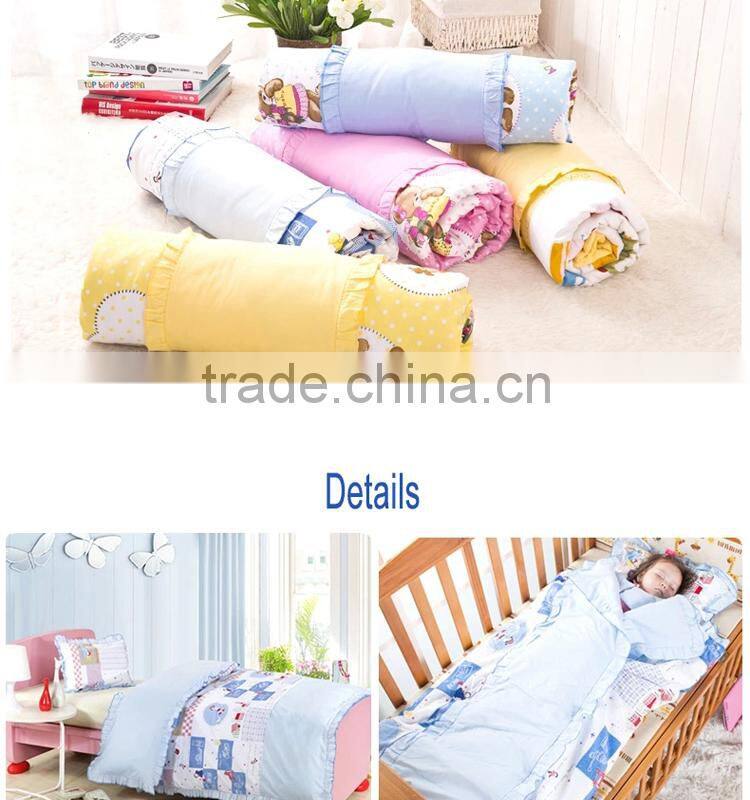100% cotton Infant Kindergarten anti kicking sleeping bag quilt for four seasons detachable and washable pink teddy bear