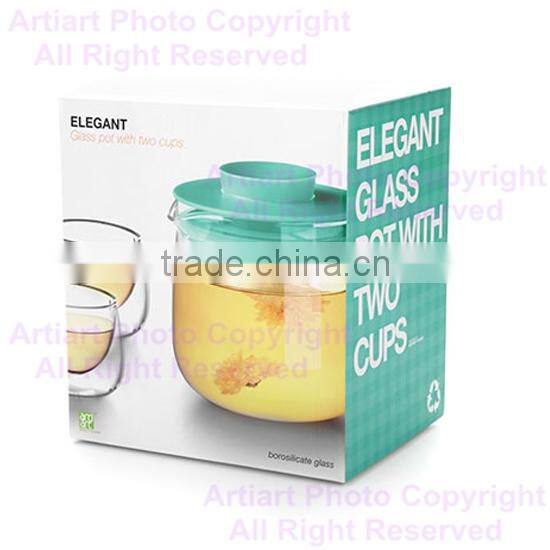 2015 new product water bottles glass pot with two cups