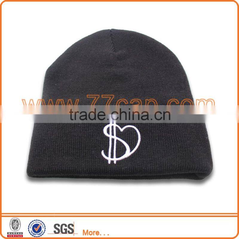 wholesale 100% acrylic custom beanie hat with embroidery logo