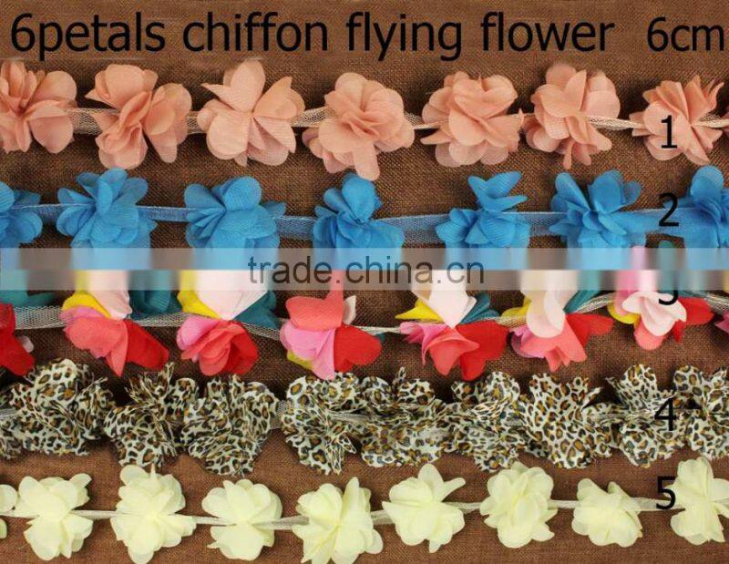 19colors Barcode bud silk chiffon flowers lace trimming