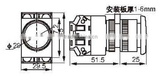 Mushroom head push button switch,NO+NC,KD37-11M