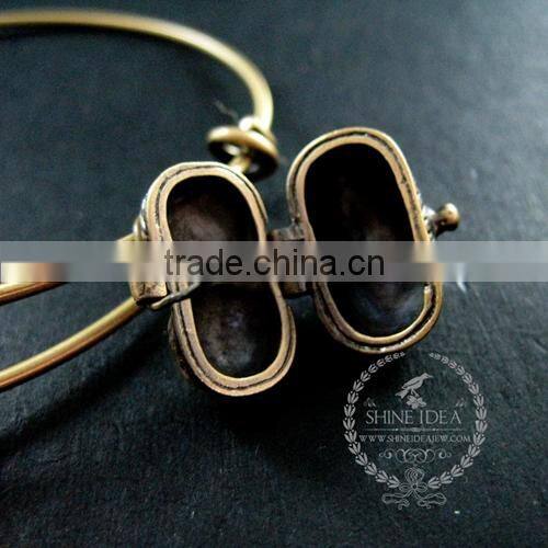 vintage bronze antiqued heart prayer wish box ice pink glass beads love charms fashion women wiring bangle bracelet 6450040