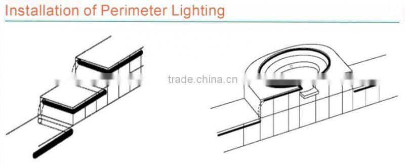 Pool and spa decoartin fiber optic perimeter light with 8.0mm side glow cable and 6 color wheel illuminator