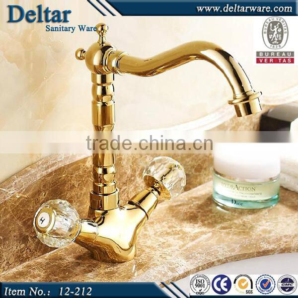 golden water mixer for bathroom, white marble Waterfall Bathroom Basin Mixer/faucet