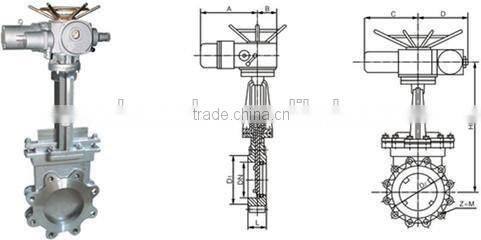 Lug type electric actuated knife gate valve with drawing