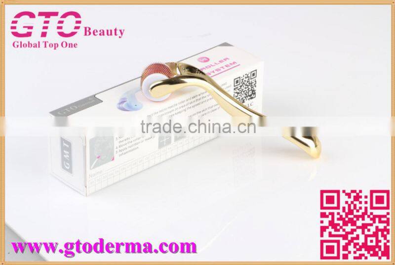 GTO new designed gold handle 540 count titanium microneedle derma roller
