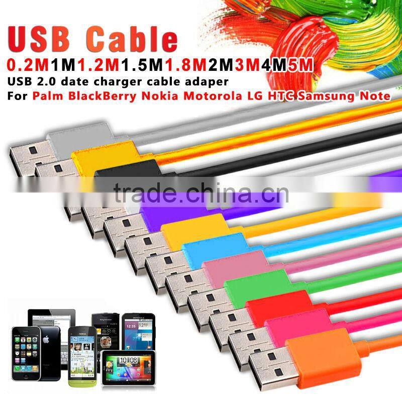 1m 2m 3m USB flat noodle cable for Samsung HTC iPhone 6 5 4S